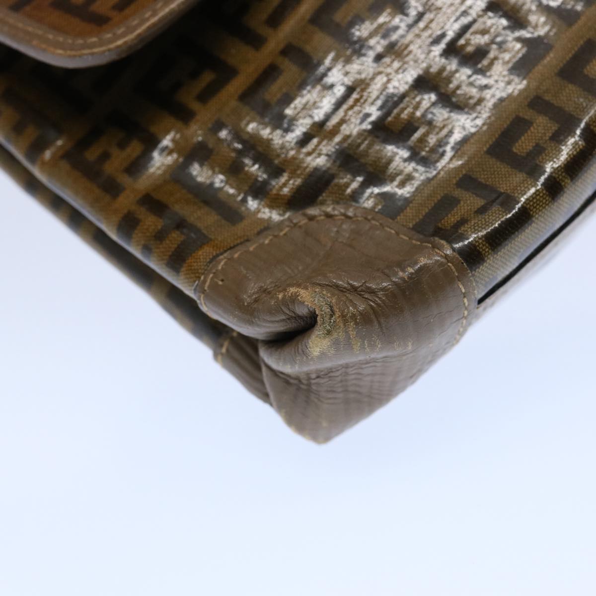 FENDI Zucchino Canvas Clutch Bag Brown ti1424