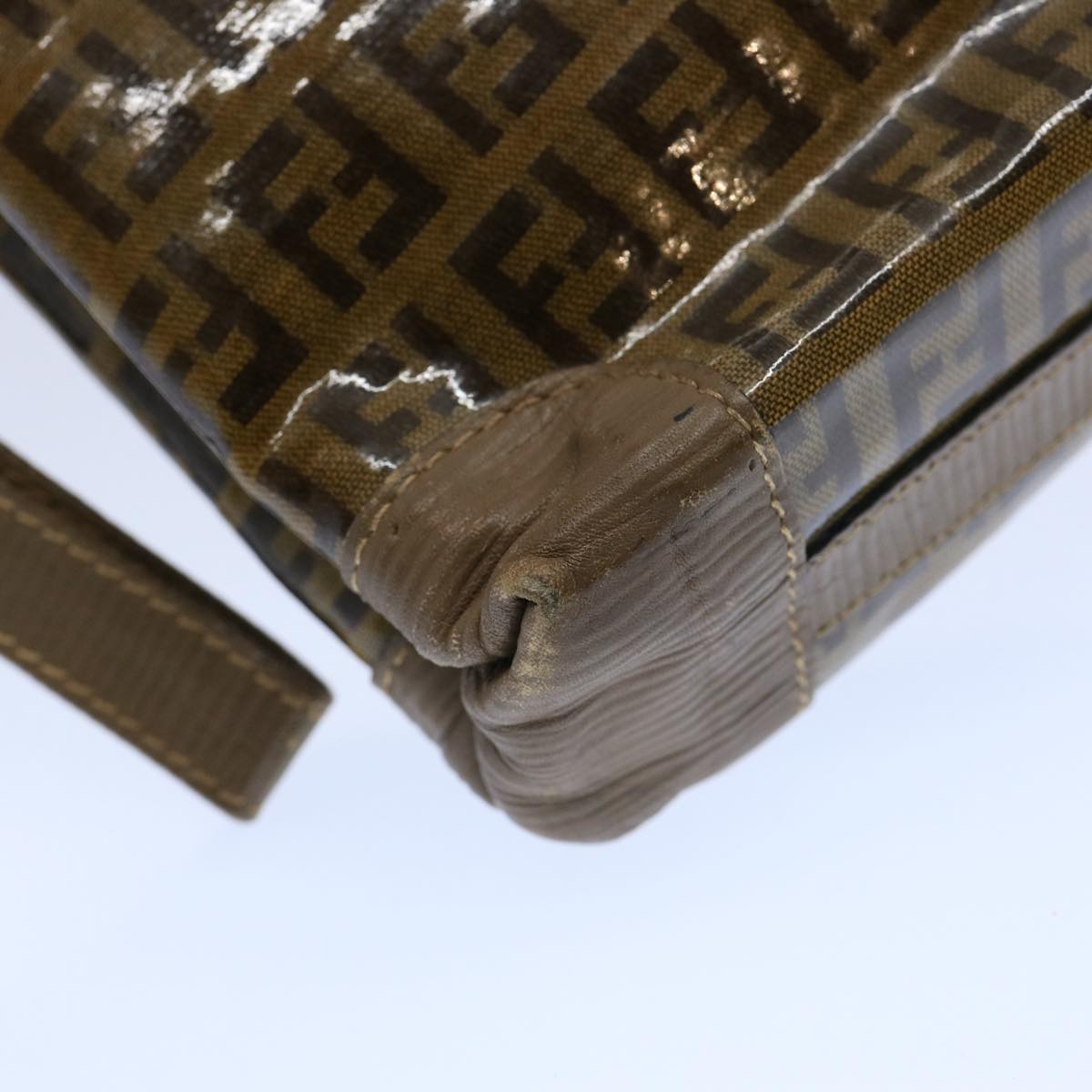 FENDI Zucchino Canvas Clutch Bag Brown ti1424