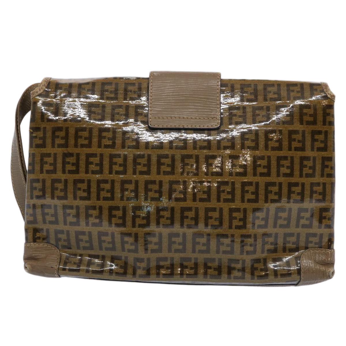 FENDI Zucchino Canvas Clutch Bag Brown ti1424
