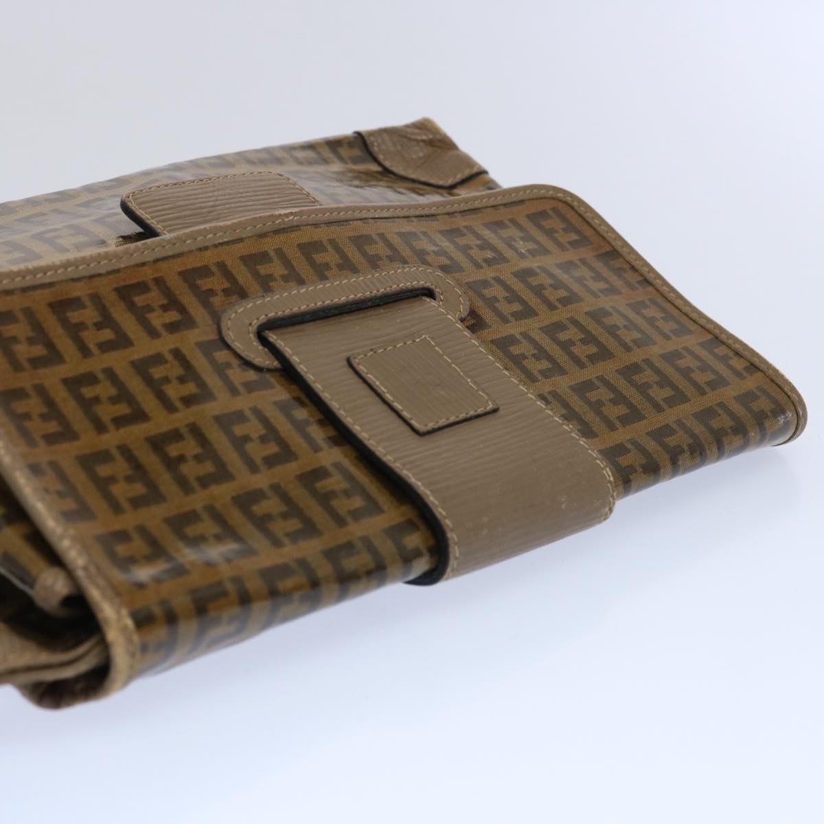 FENDI Zucchino Canvas Clutch Bag Brown ti1424