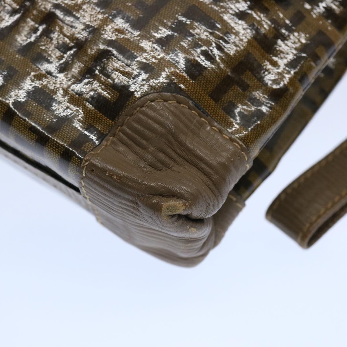 FENDI Zucchino Canvas Clutch Bag Brown ti1424