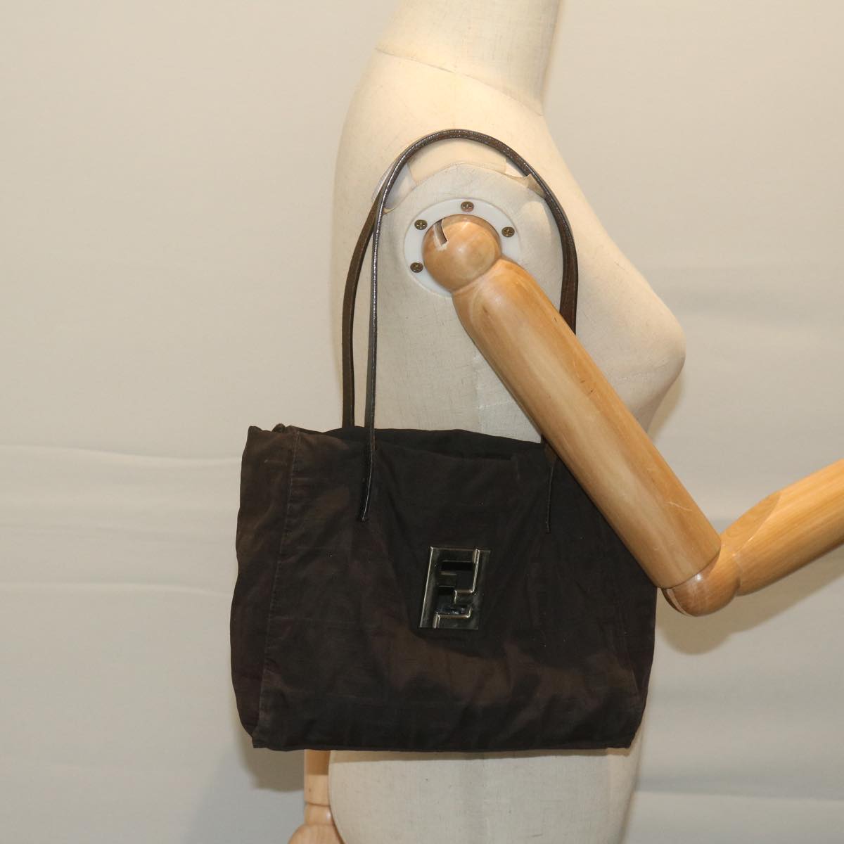 FENDI Zucca Canvas Shoulder Bag Black ti1473