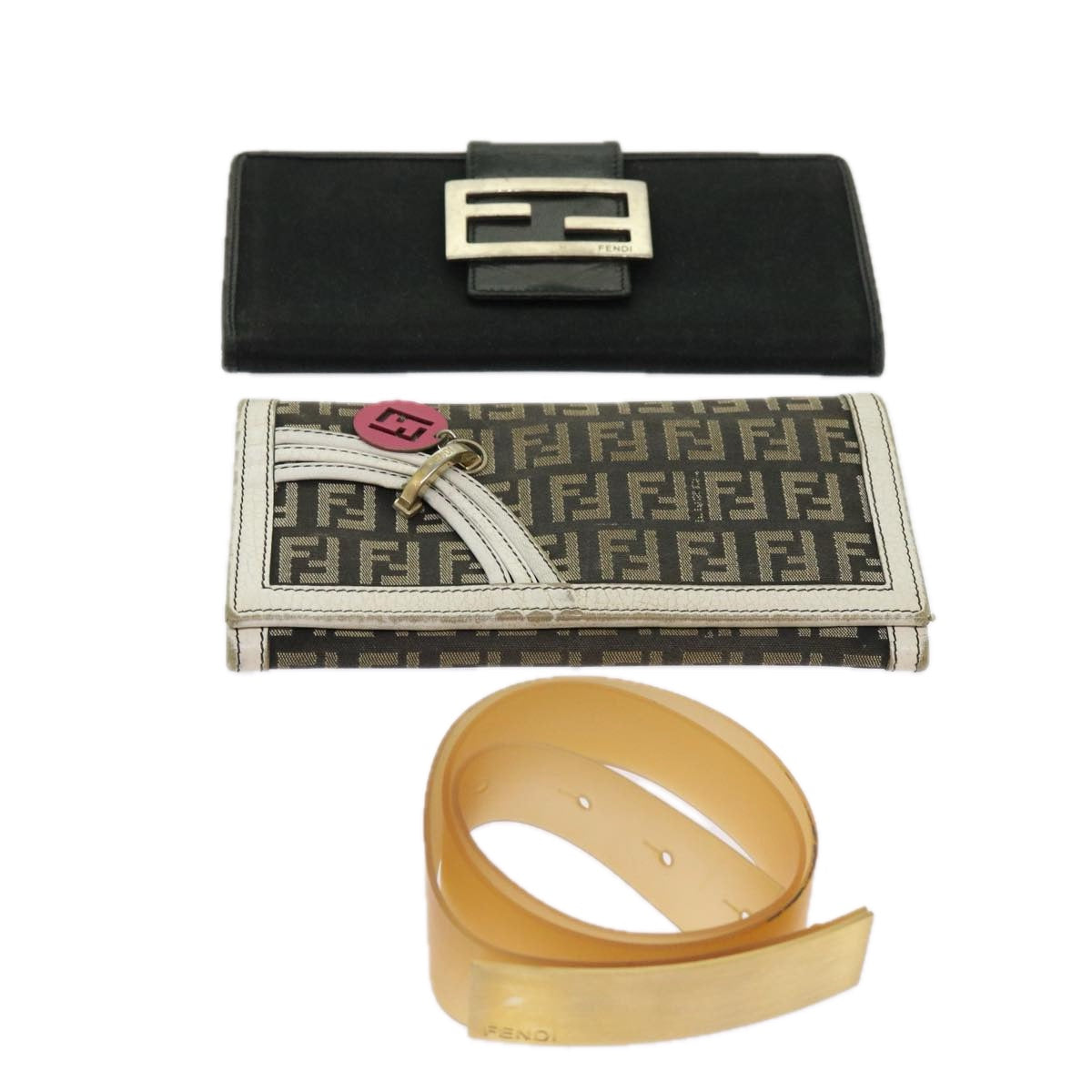 FENDI Zucchino Canvas Wallet 3Set Black ti1474