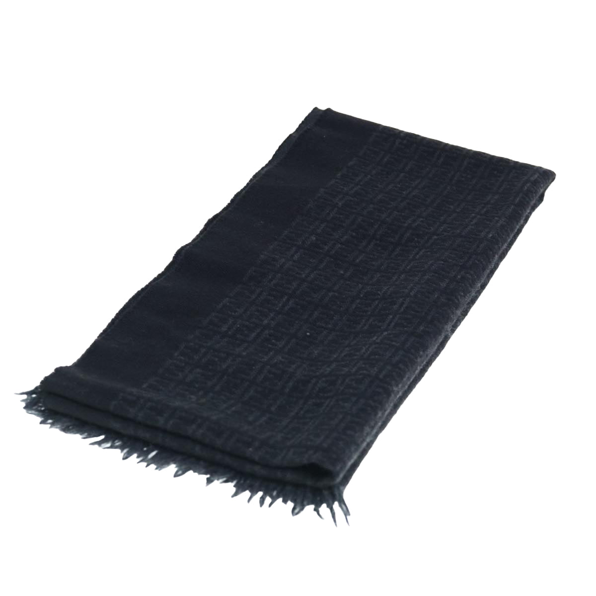 FENDI Zucchino Canvas Scarf Wool Black ti1475