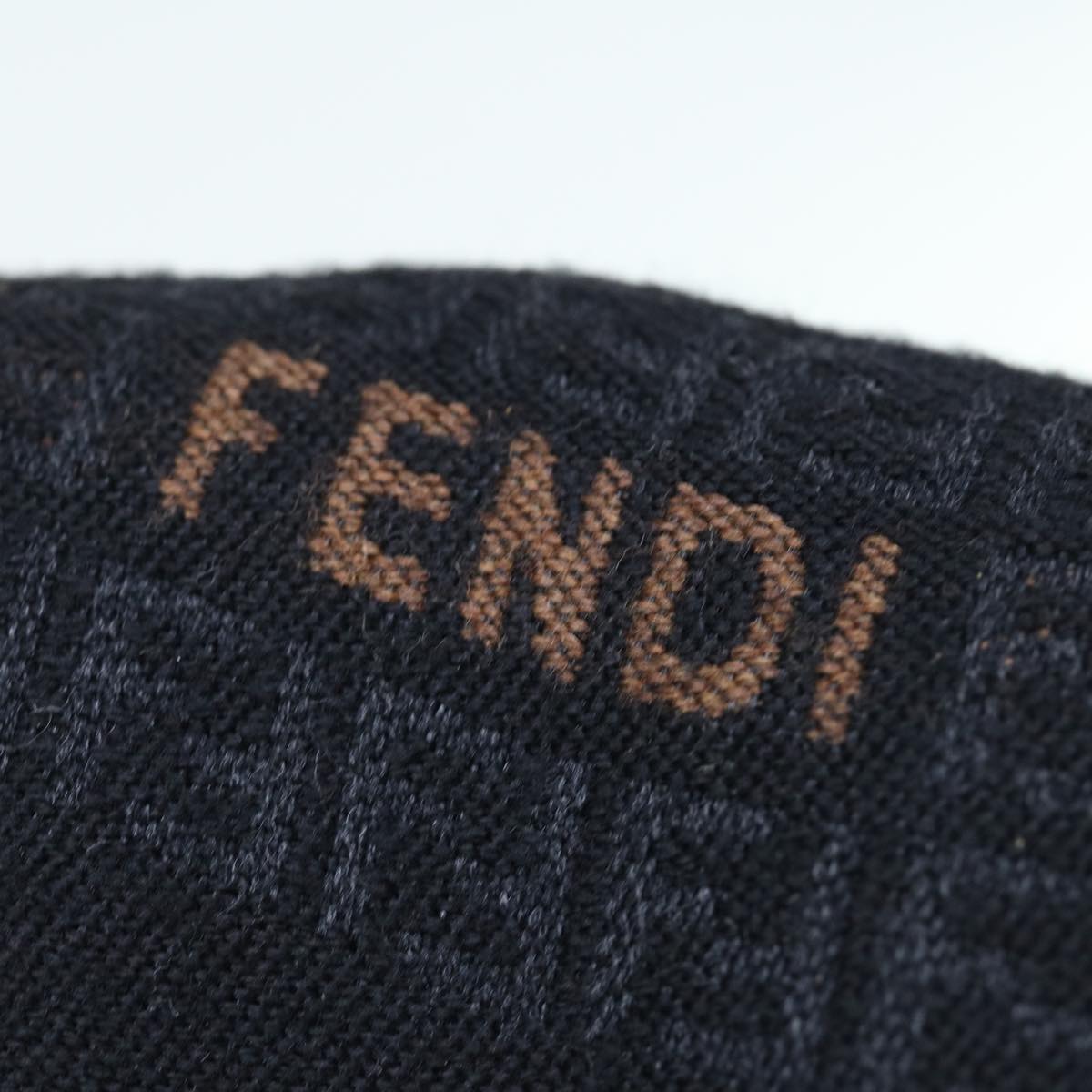 FENDI Zucchino Canvas Scarf Wool Black ti1475