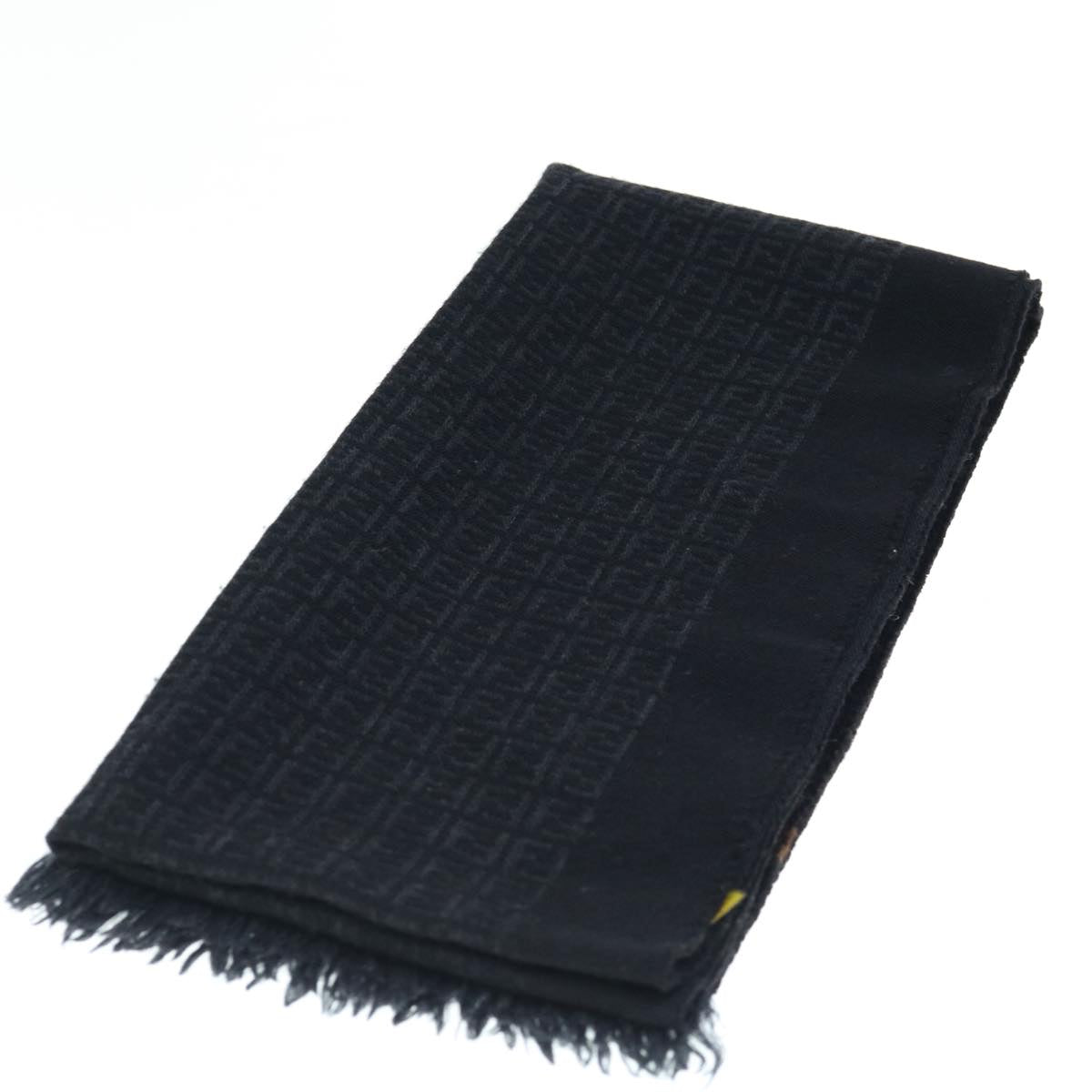 FENDI Zucchino Canvas Scarf Wool Black ti1475