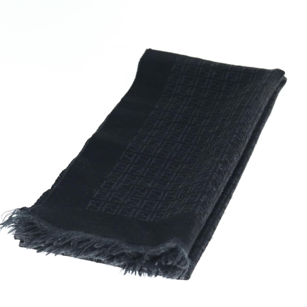 FENDI Zucchino Canvas Scarf Wool Black ti1475