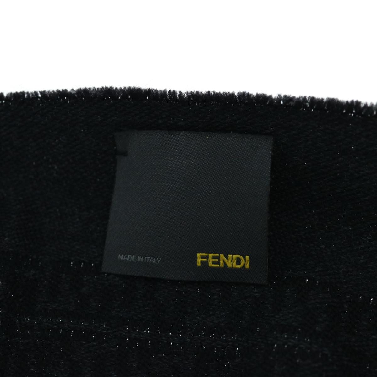 FENDI Zucchino Canvas Scarf Wool Black ti1475