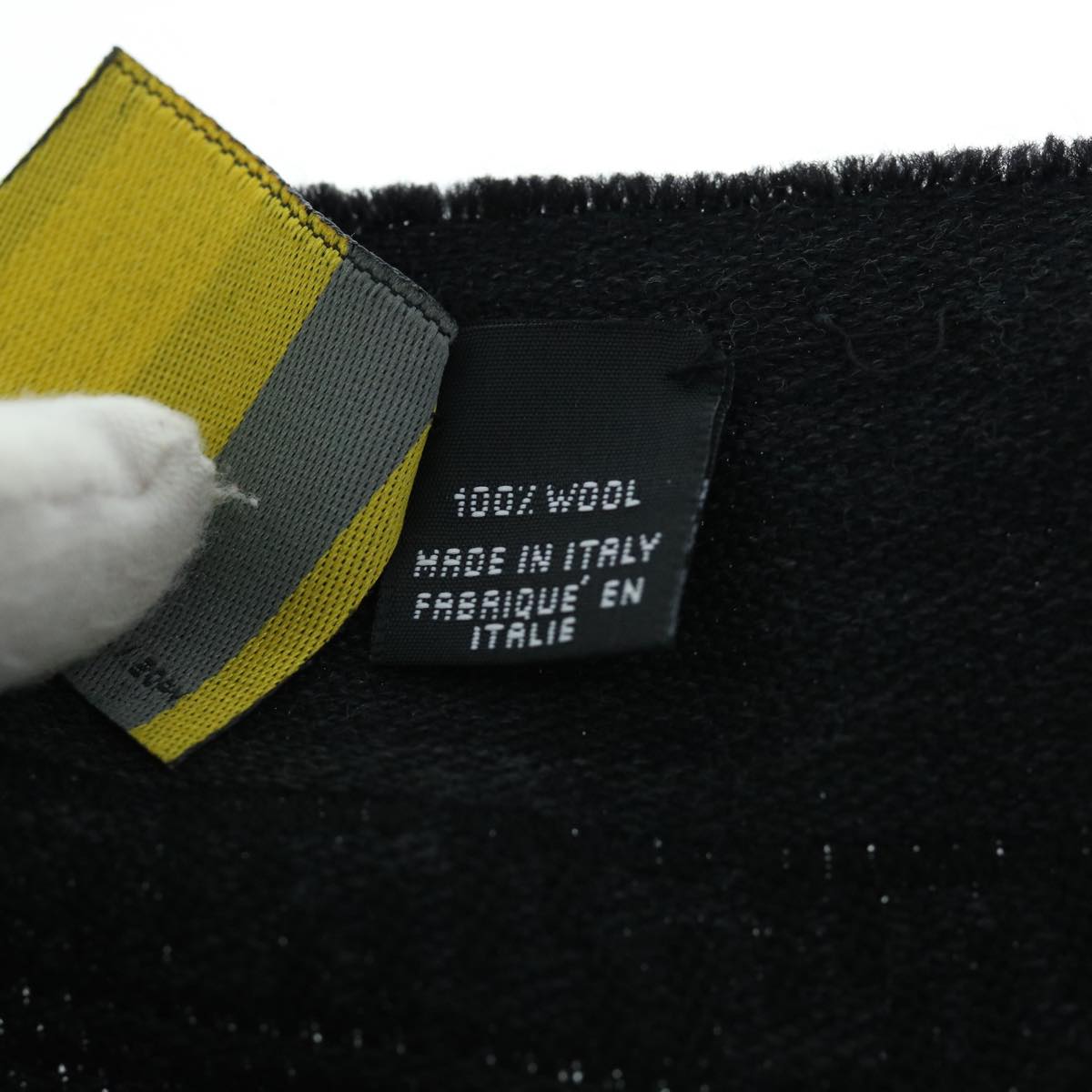 FENDI Zucchino Canvas Scarf Wool Black ti1475