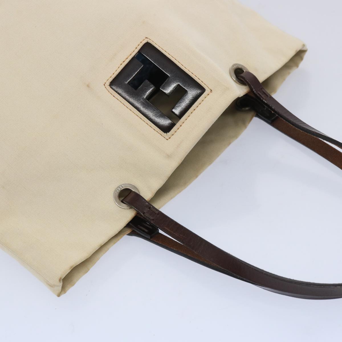 FENDI Tote Bag Canvas Beige ti1558