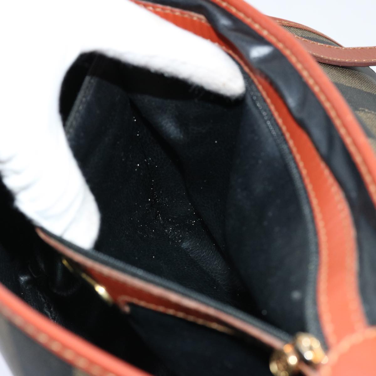 FENDI Pecan Canvas Shoulder Bag Brown Black ti1599