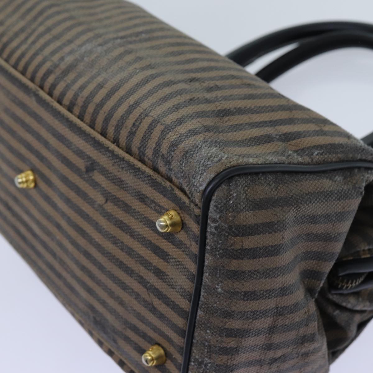 FENDI Zucchino Canvas Shoulder Bag 2Set Black Brown ti1610