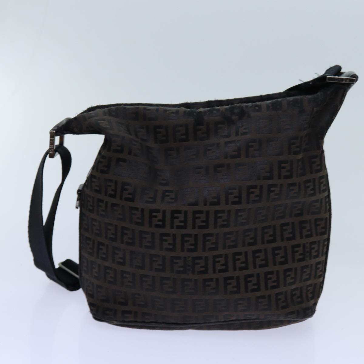 FENDI Zucchino Canvas Shoulder Bag 2Set Black Brown ti1610