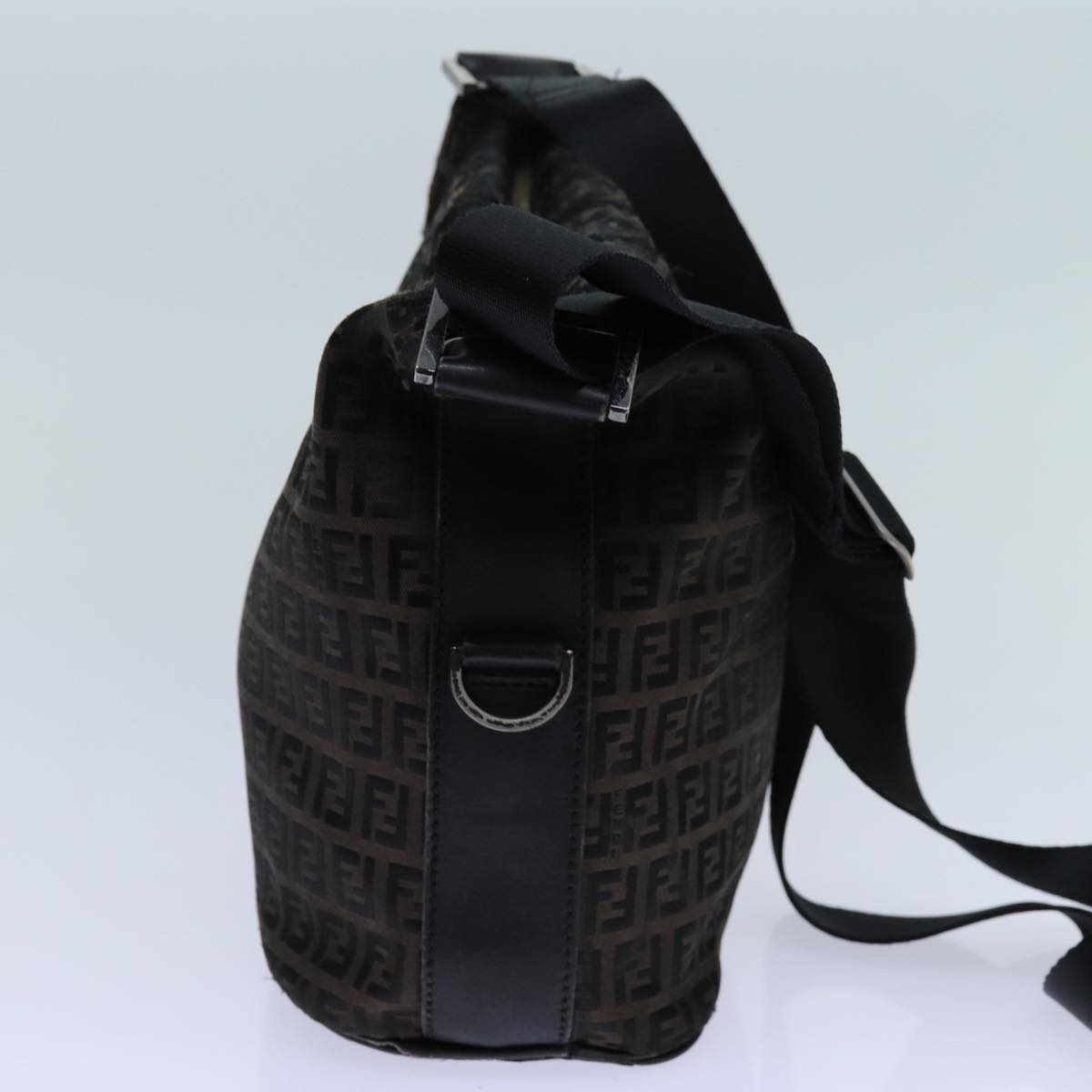 FENDI Zucchino Canvas Shoulder Bag 2Set Black Brown ti1610