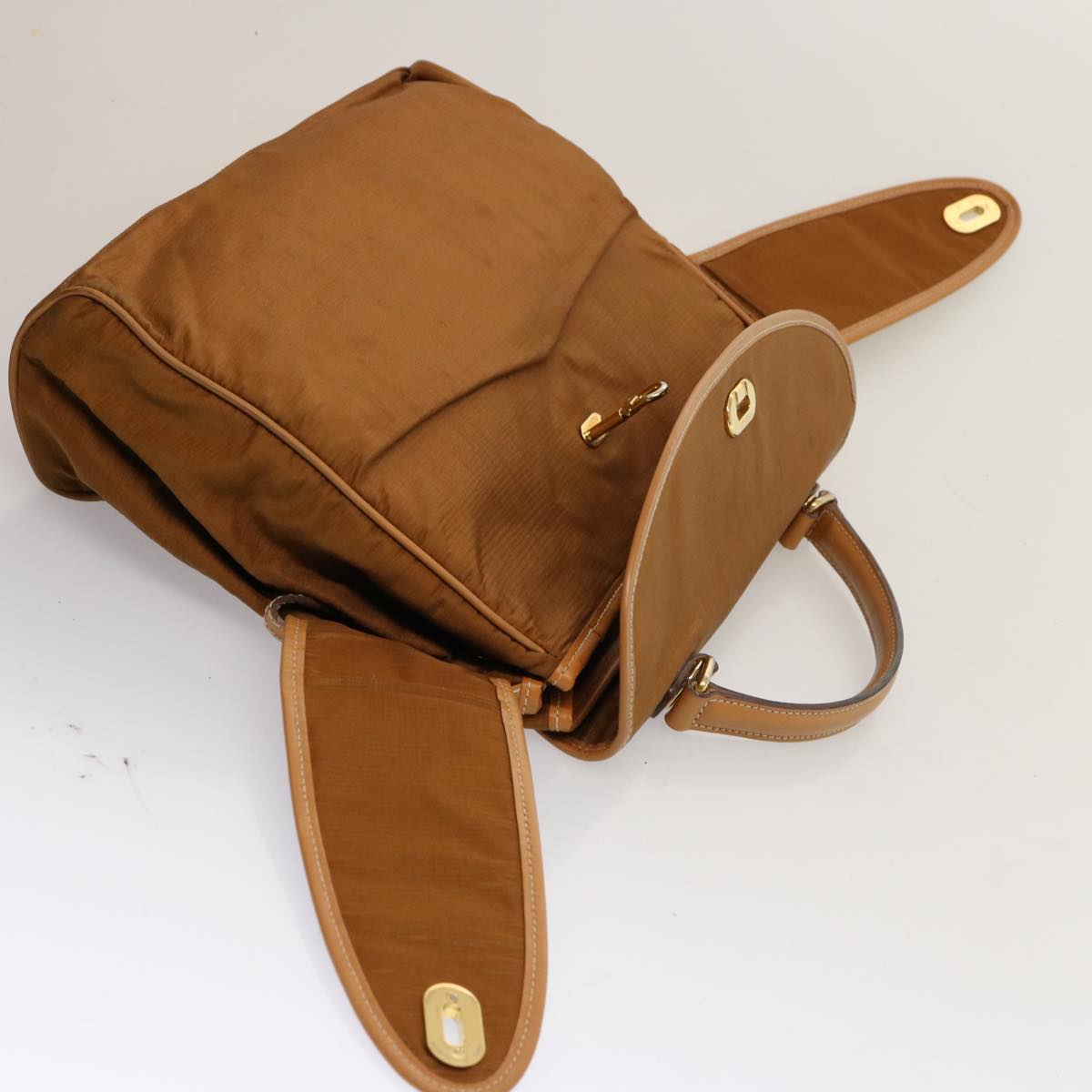 FENDI Zucchino Canvas Hand Bag 3Set Beige Brown ti1666
