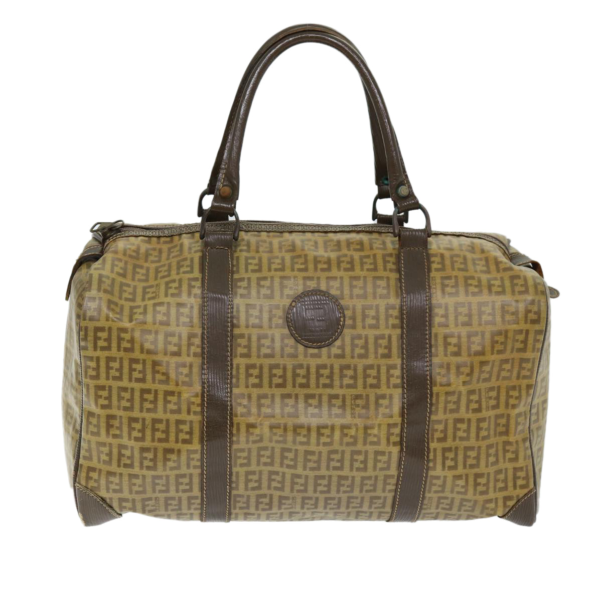 FENDI Zucchino Canvas Boston Bag Vintage Brown ti1667