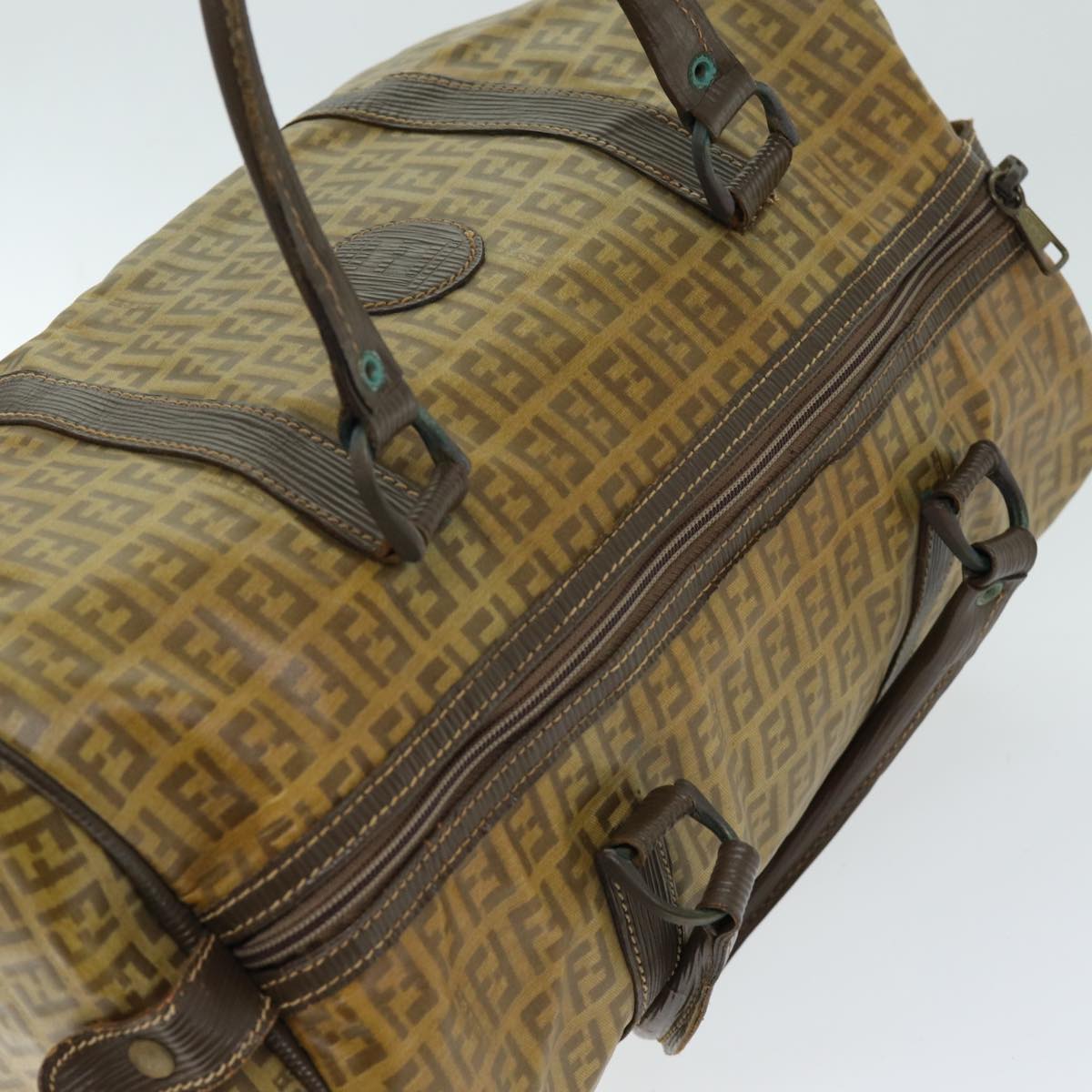 FENDI Zucchino Canvas Boston Bag Vintage Brown ti1667