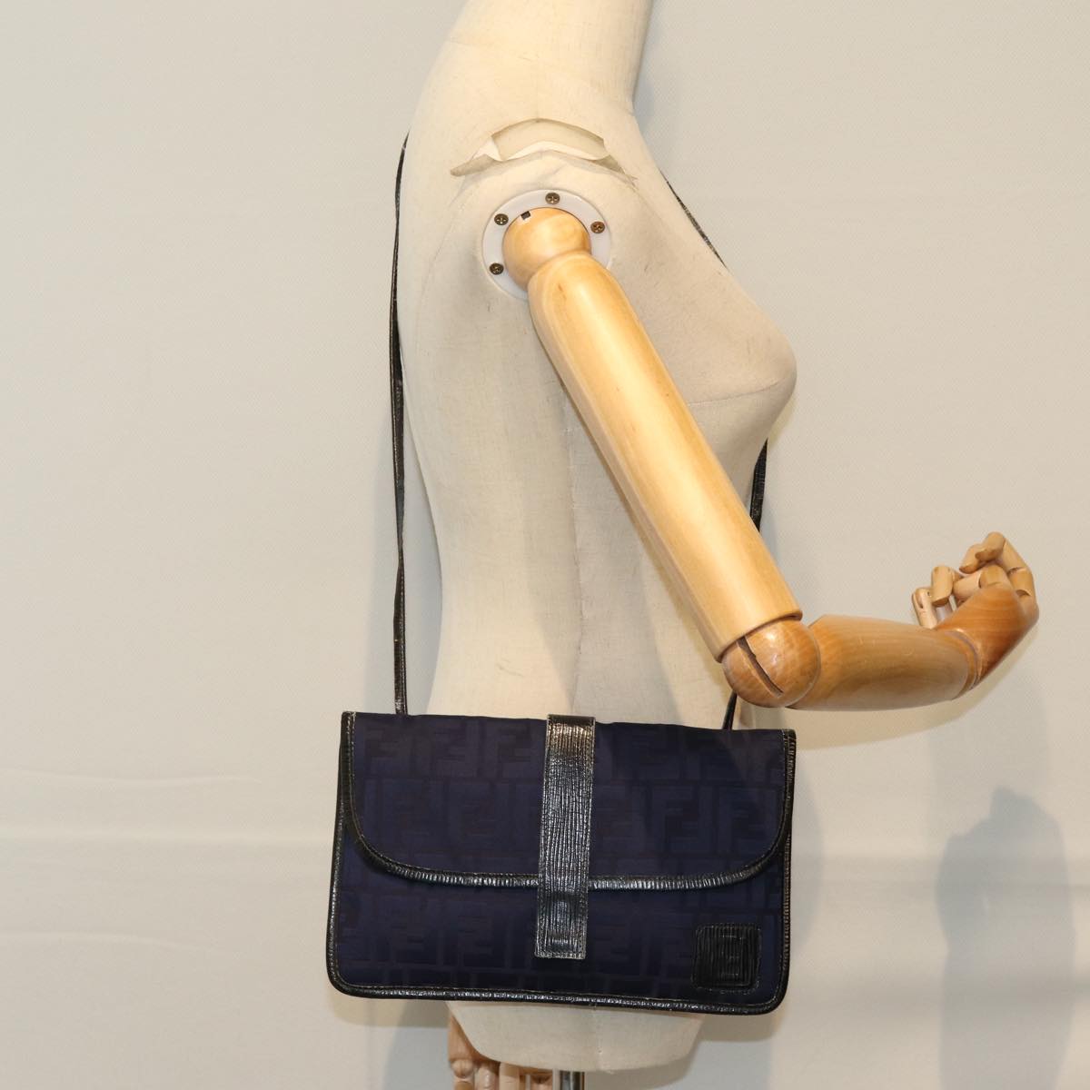 FENDI Zucca Canvas Shoulder Bag Vintage Blue ti1671