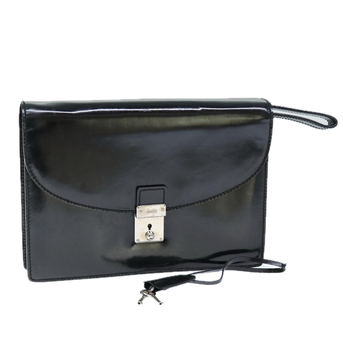 GUCCI Clutch Bag Enamel Black 018 122 1940 ti1679