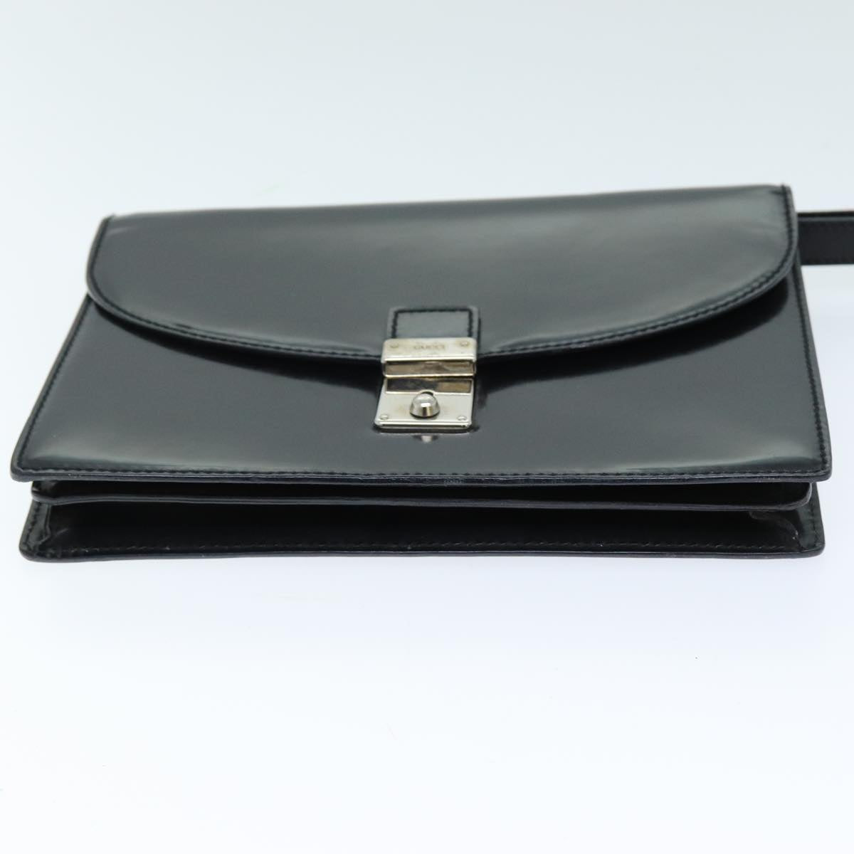 GUCCI Clutch Bag Enamel Black 018 122 1940 ti1679