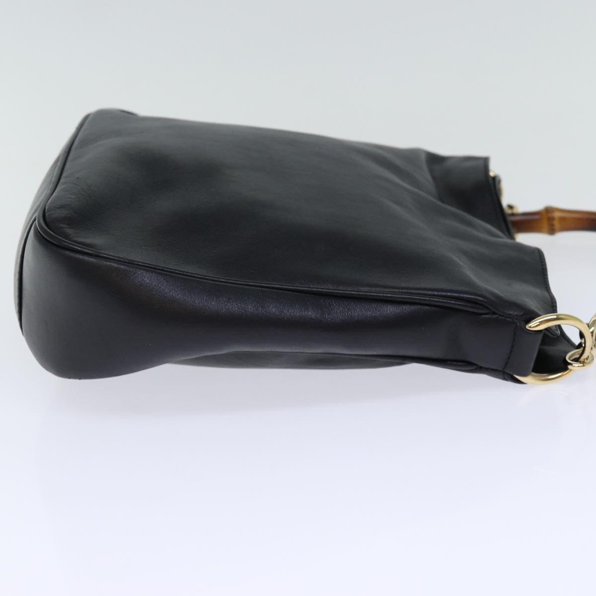 GUCCI Bamboo Hand Bag Leather Black 001 2113 1638 ti1685