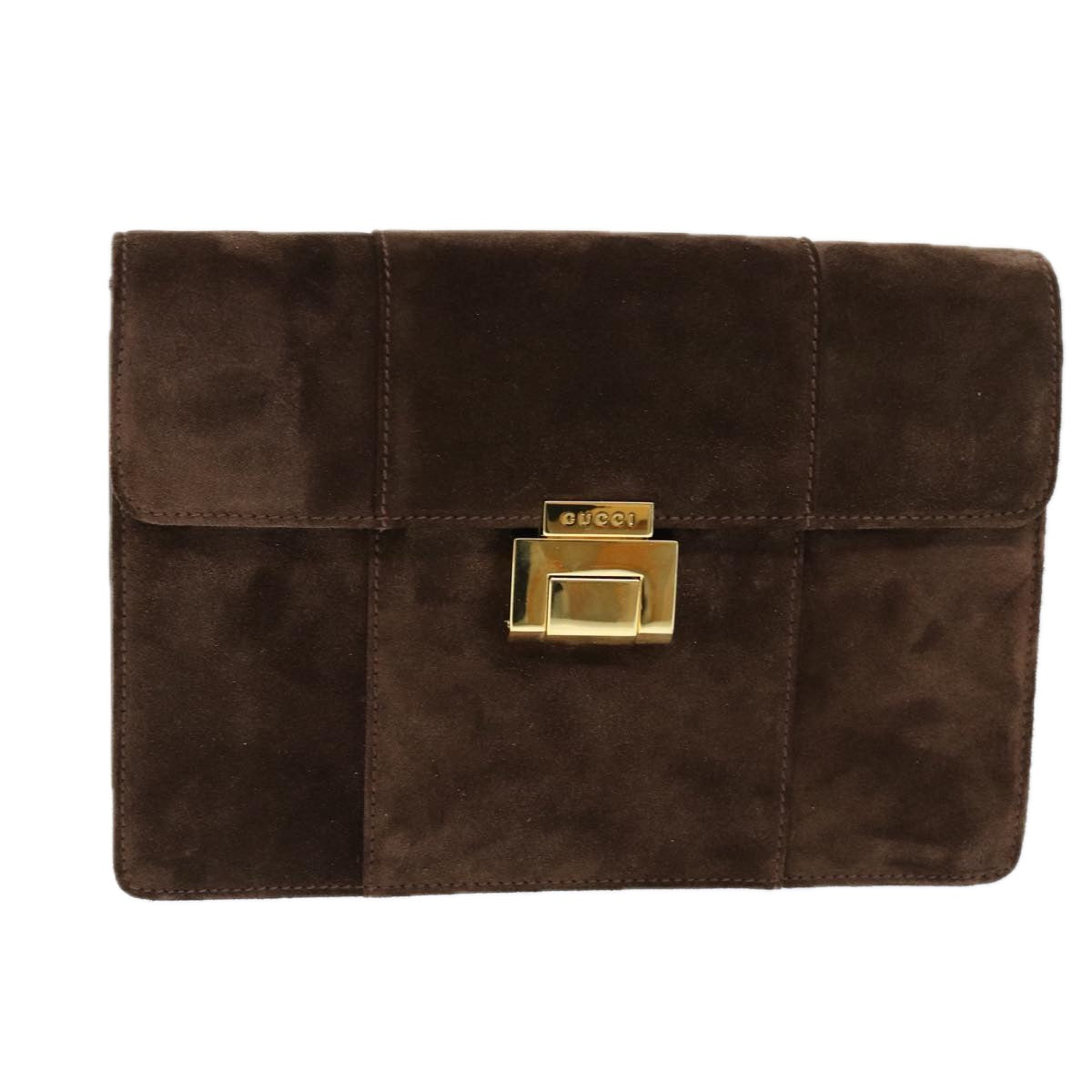GUCCI Shoulder Bag Suede Brown ti1687