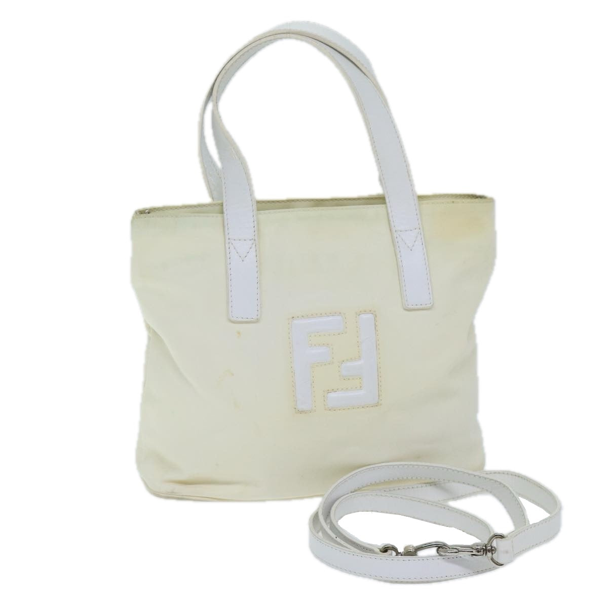 FENDI Hand Bag Nylon 2way White ti1732