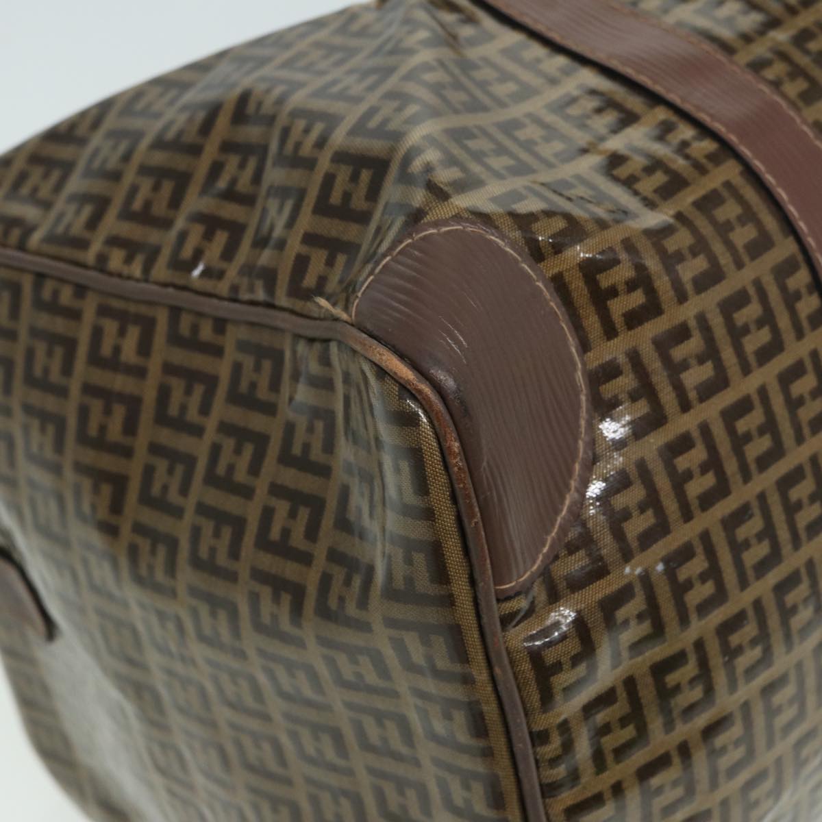 FENDI Zucchino Canvas Boston Bag Vintage Brown ti1787