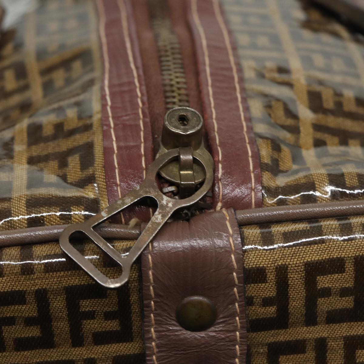 FENDI Zucchino Canvas Boston Bag Vintage Brown ti1787