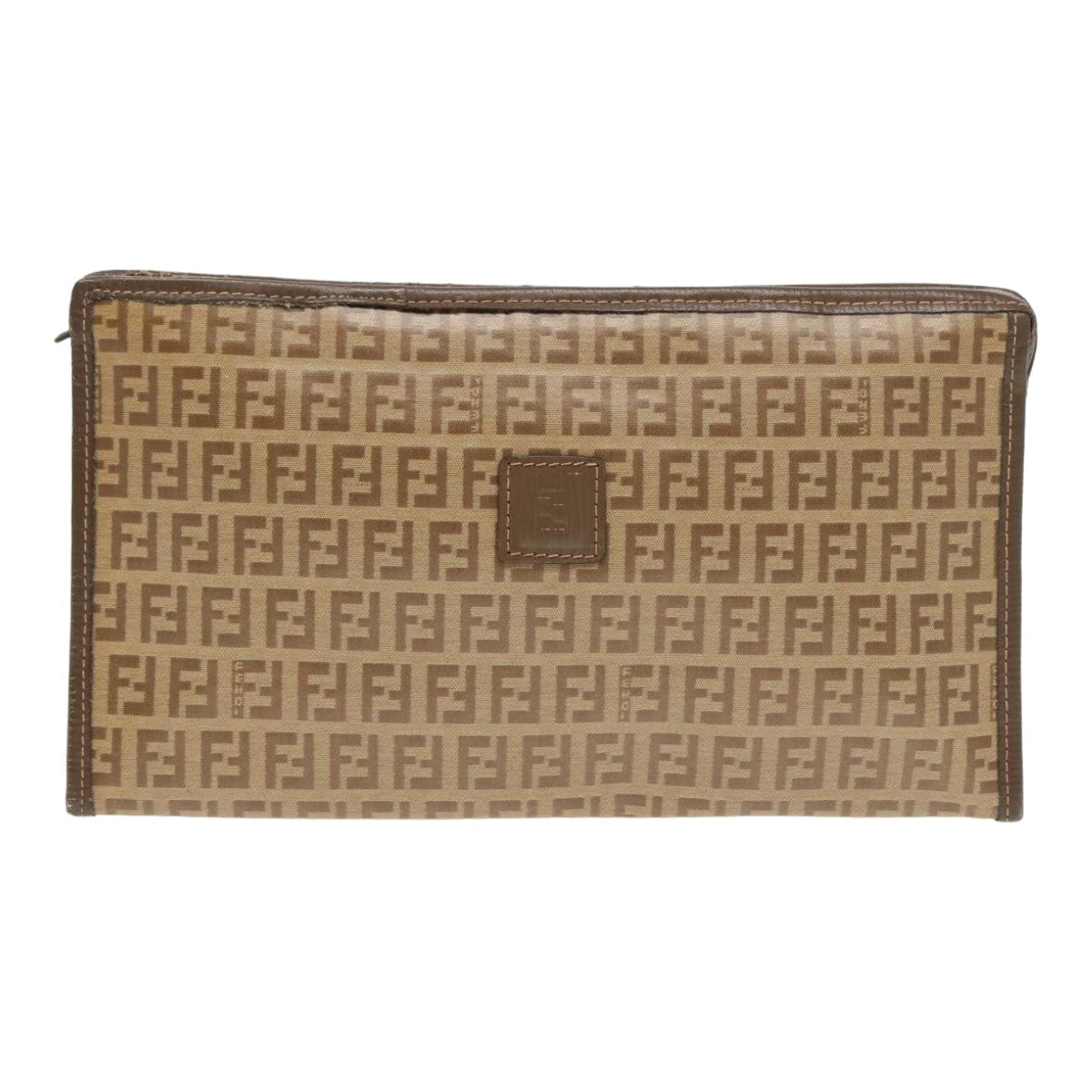 FENDI Zucchino Canvas Clutch Bag Beige ti1837
