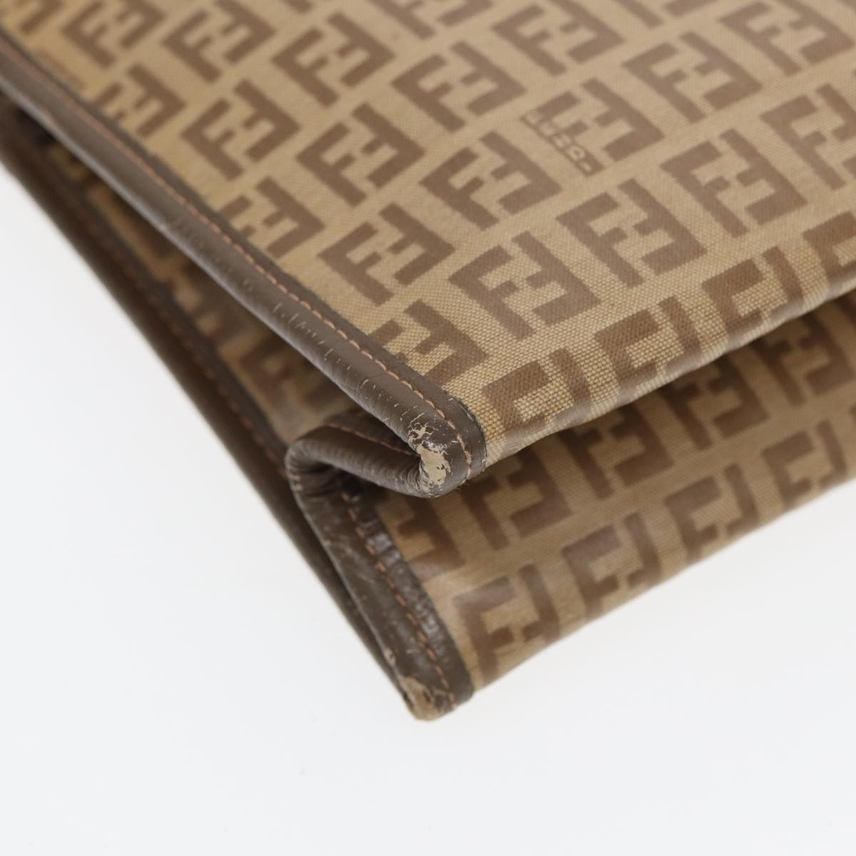 FENDI Zucchino Canvas Clutch Bag Beige ti1837