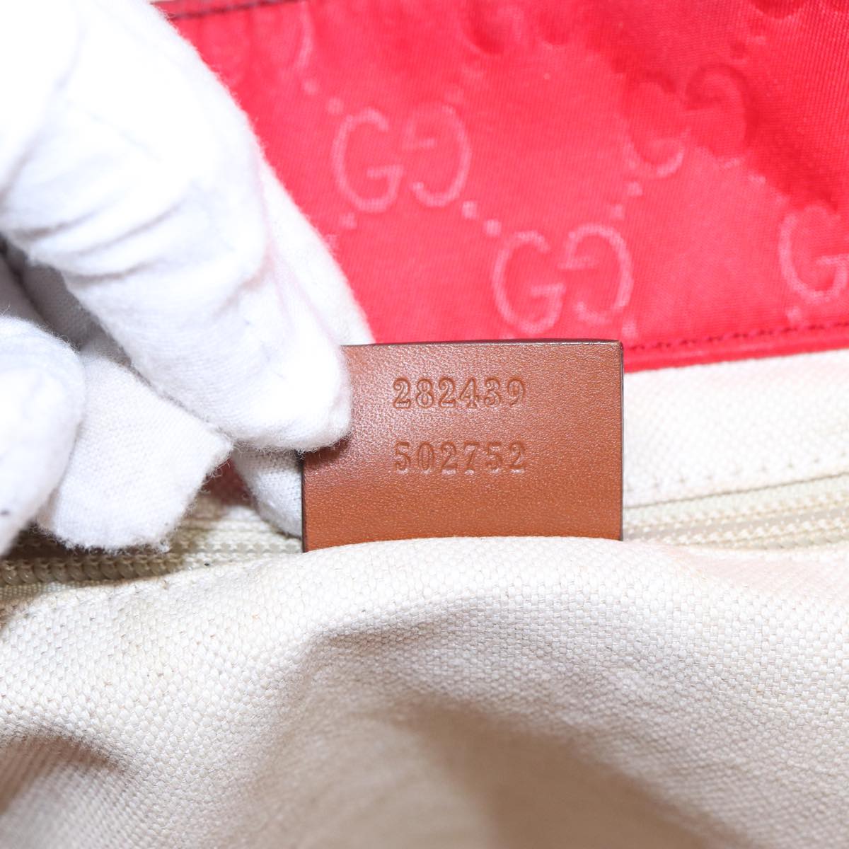 GUCCI GG Canvas Tote Bag Nylon Red ti1860