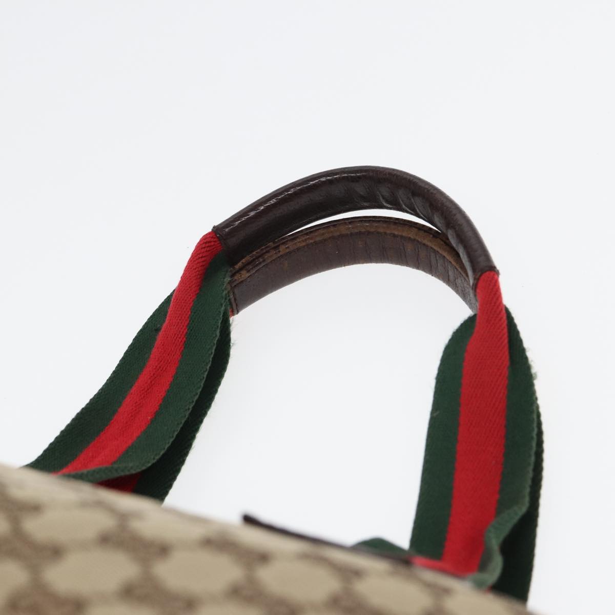 GUCCI GG Canvas Web Sherry Line Tote Bag Canvas Beige ti1861