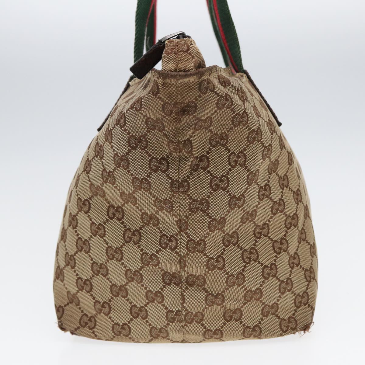 GUCCI GG Canvas Web Sherry Line Tote Bag Canvas Beige ti1861