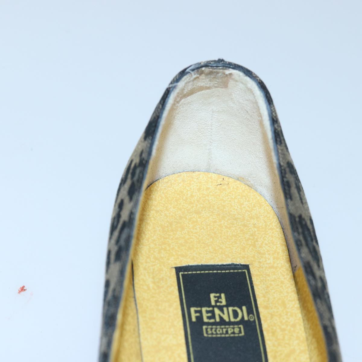 FENDI Leopard pumps shoes Canvas Leather 37.5 Brown Red ti1874