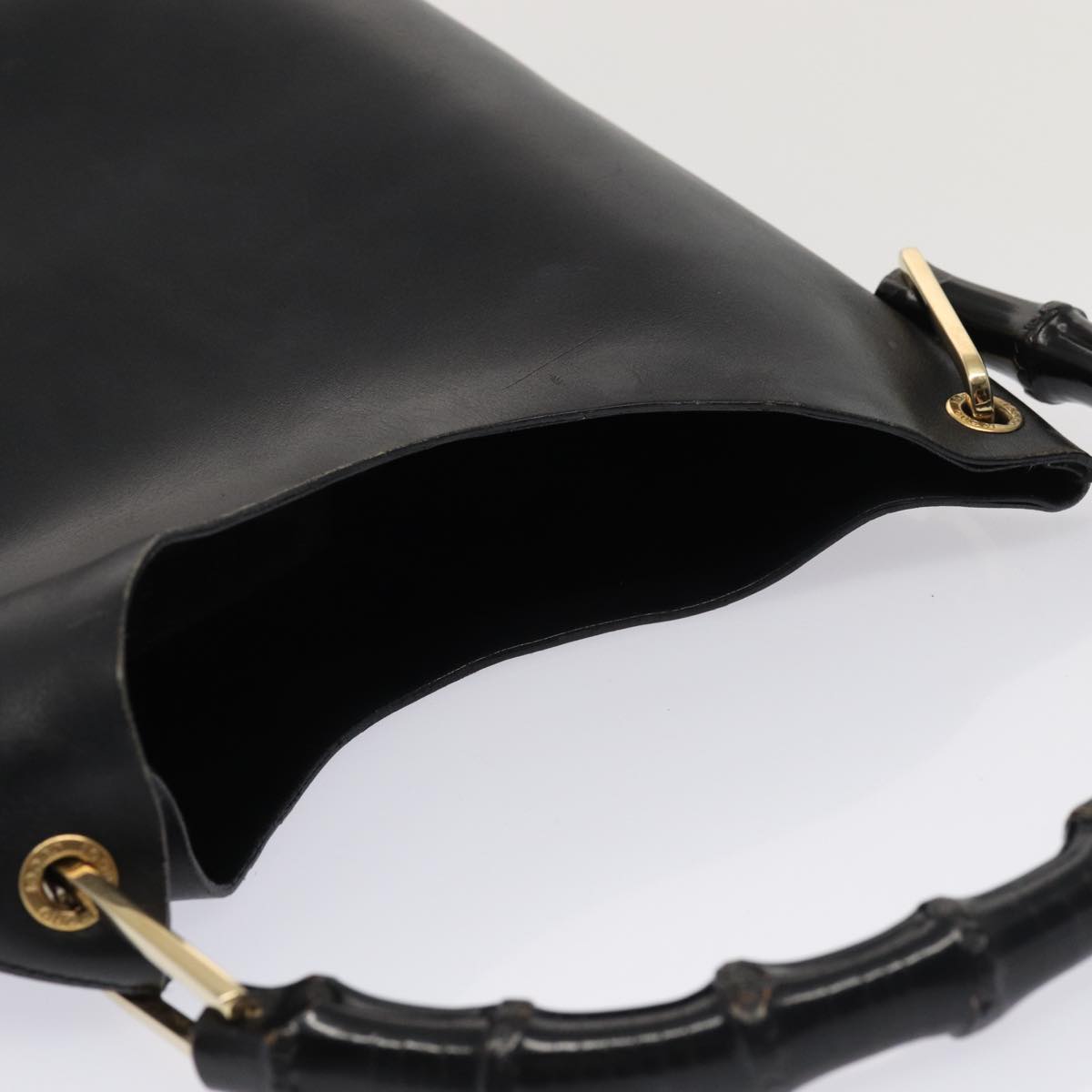 GUCCI Bamboo Hand Bag Leather Black 001 2113 1880 ti1885