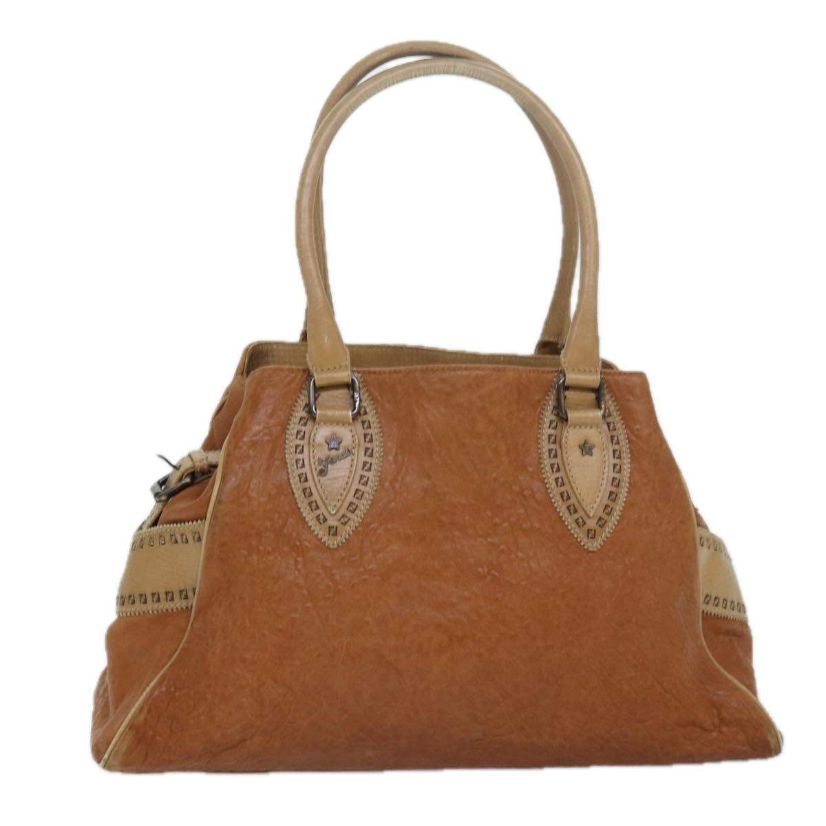 FENDI Hand Bag Leather Brown ti1895