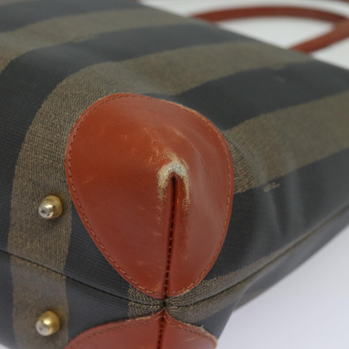 FENDI Pecan Canvas Hand Bag Brown Black ti1896