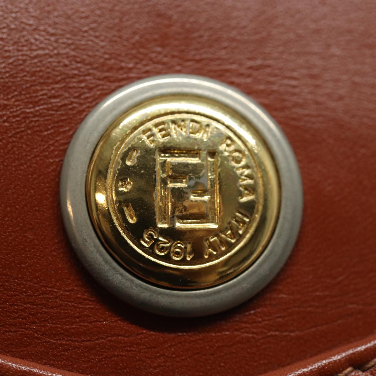 FENDI Pecan Canvas Hand Bag Brown Black ti1896