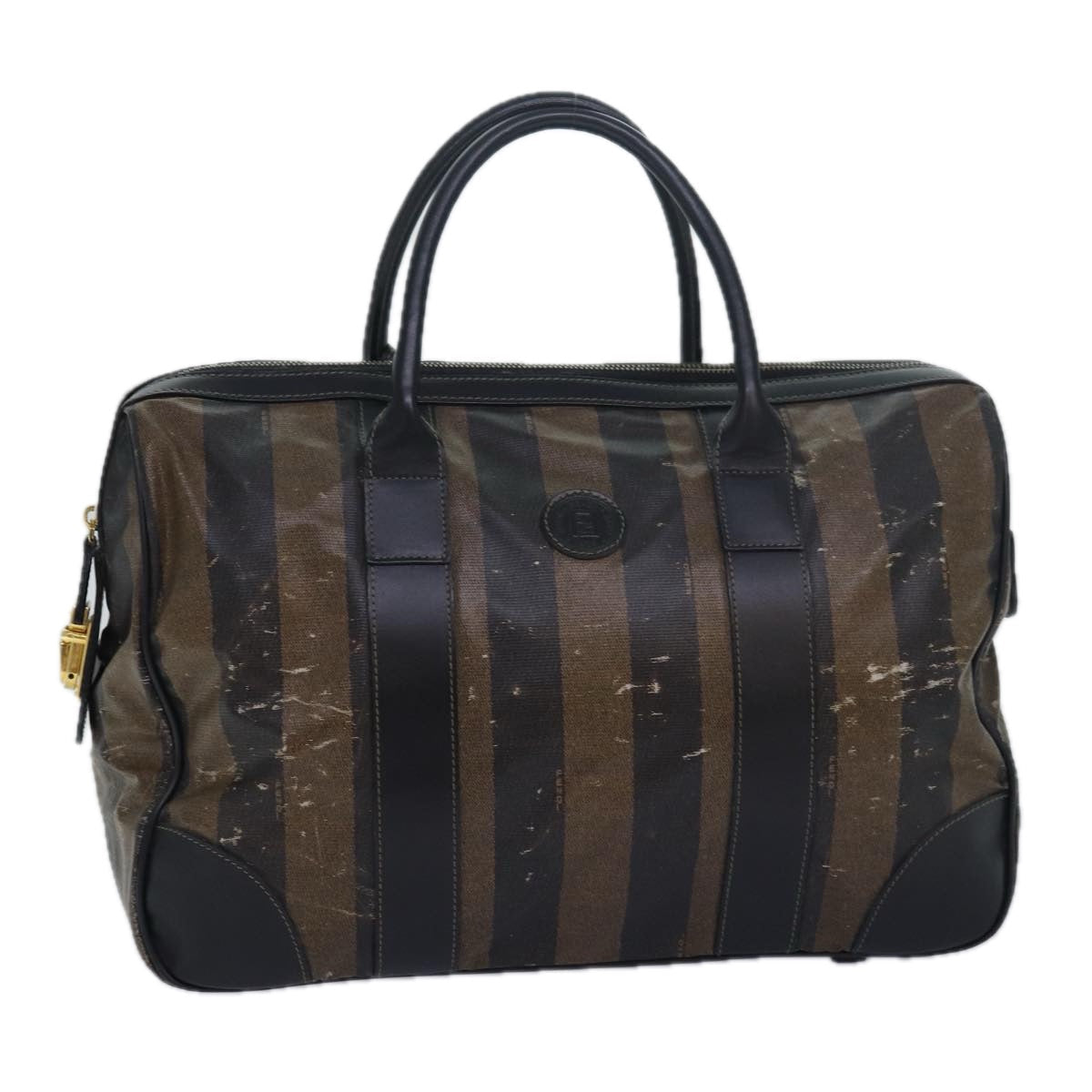 FENDI Pecan Canvas Hand Bag Brown Beige ti1897