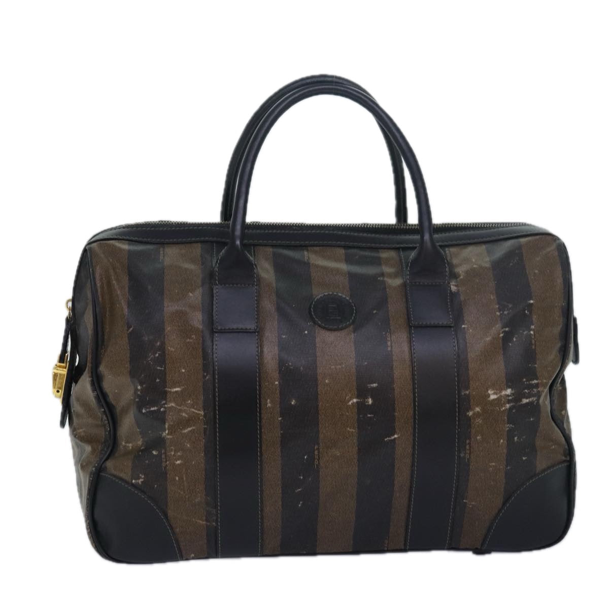 FENDI Pecan Canvas Hand Bag Brown Beige ti1897