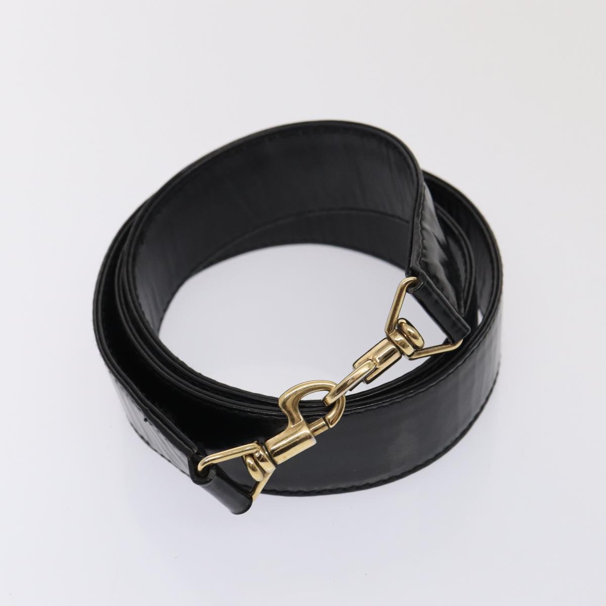 GUCCI Bamboo Hand Bag Enamel 2way Black 001 1638 2615 ti1902