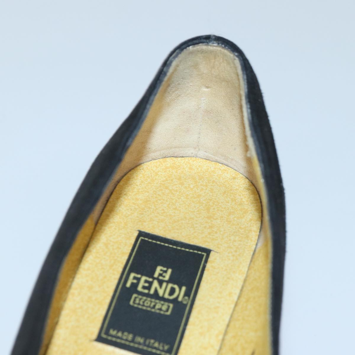 FENDI Pumps 36 1/2 pumps Suede Leather Black Silver ti1921