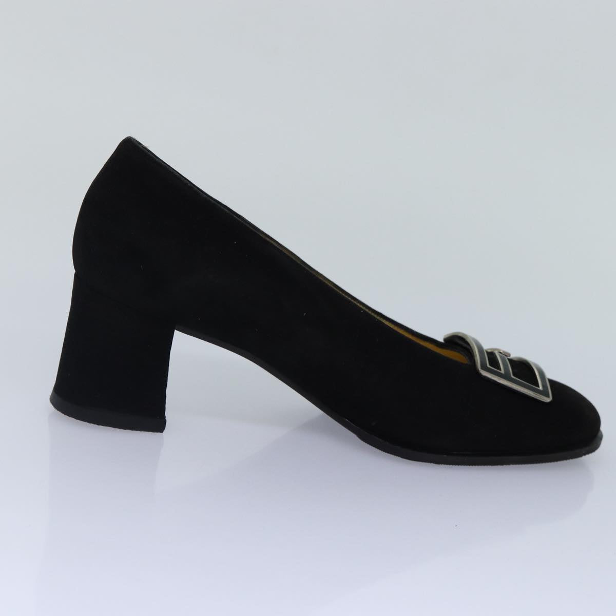 FENDI Pumps 36 1/2 pumps Suede Leather Black Silver ti1921