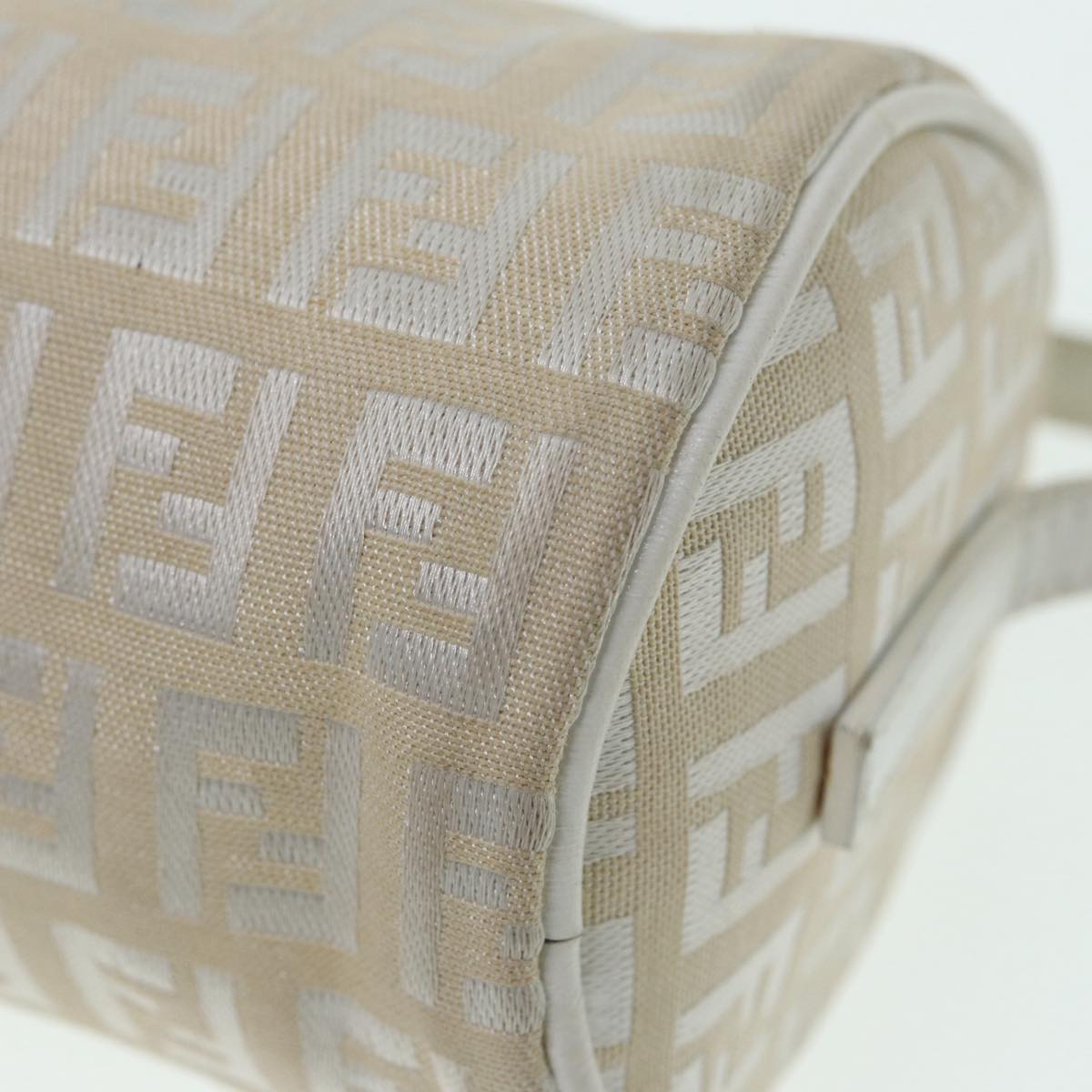 FENDI Zucchino Canvas Pouch Nylon White Silver ti1933