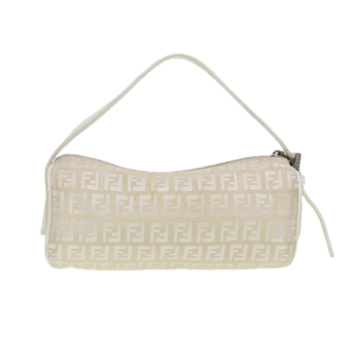 FENDI Zucchino Canvas Pouch Nylon White Silver ti1933