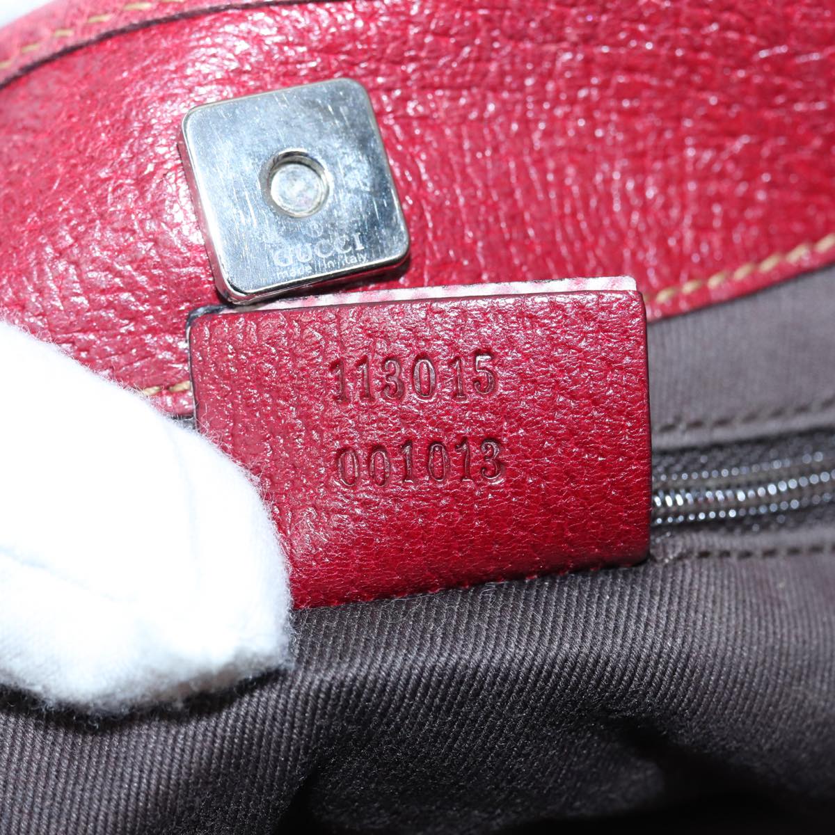 GUCCI GG Canvas Tote Bag Beige Red 113015 ti1957