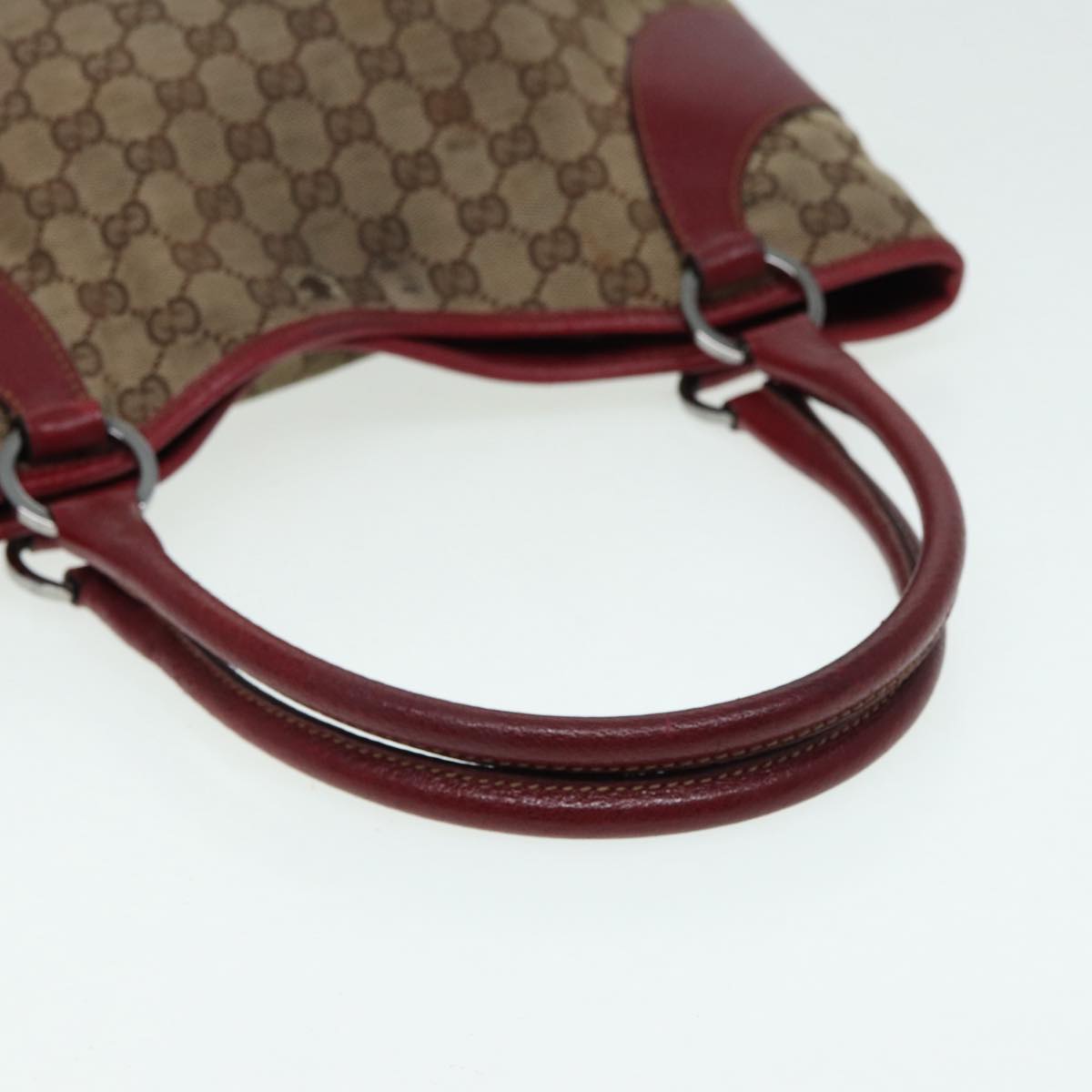 GUCCI GG Canvas Tote Bag Beige Red 113015 ti1957