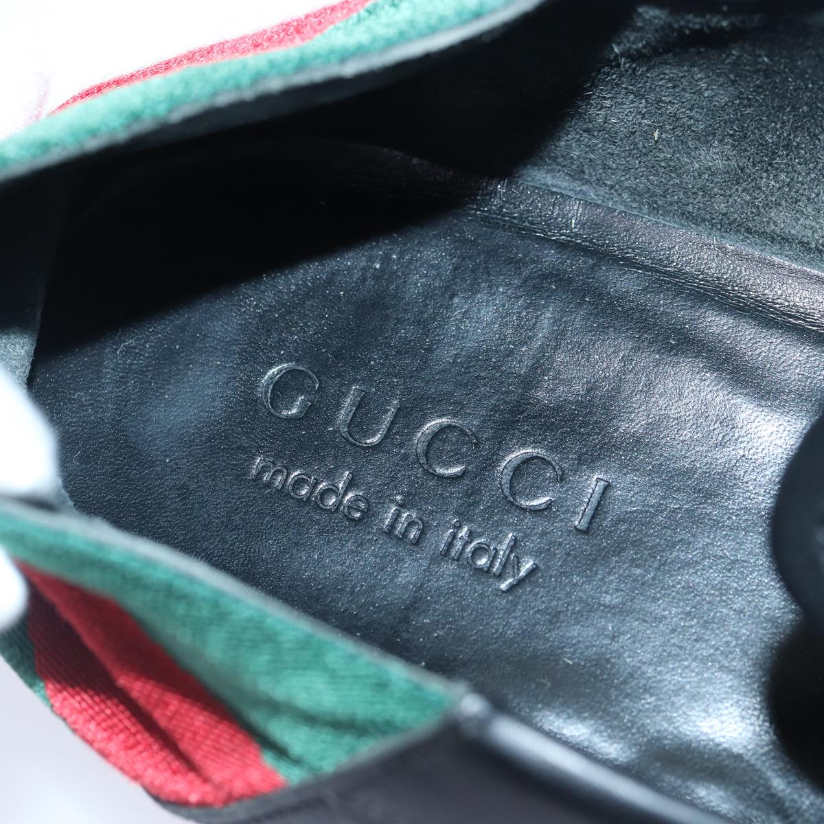 GUCCI Web Sherry Line slipper shoes Leather 41.5EJ Black ti1971