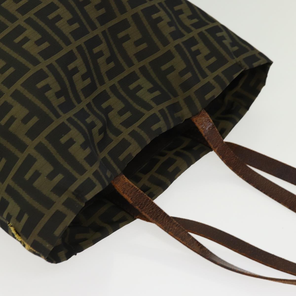 FENDI Zucca Canvas Tote Bag Brown Black Silver ti2007